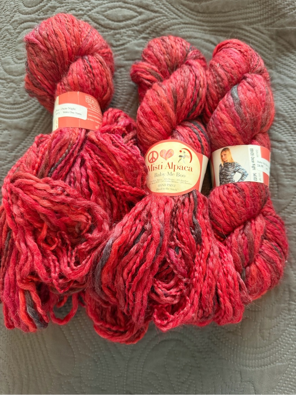 Misti alpaca Baby Me Boo Hand-Painted Yarn - Coral Pink lot of 3